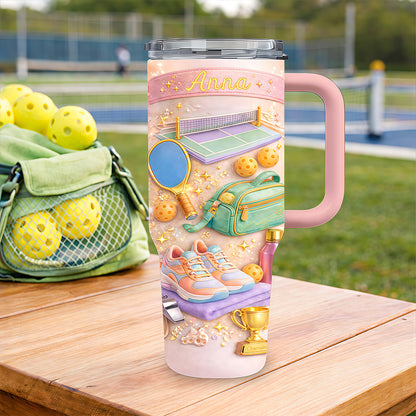 The Glitter Court - Personalized 40oz Pickleball Tumbler With Straw - Pickleball Gifts For Her-Myprintsy