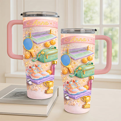 The Glitter Court - Personalized 40oz Pickleball Tumbler With Straw - Pickleball Gifts For Her-Myprintsy