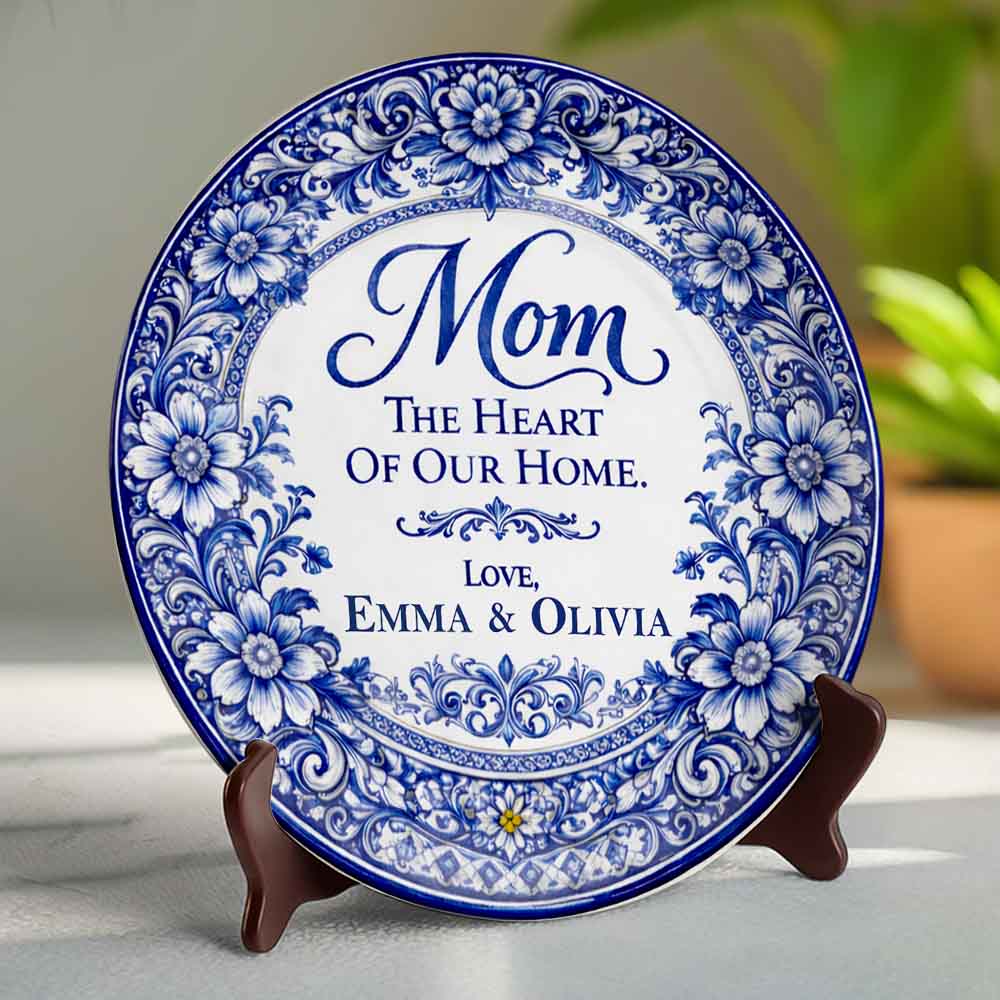 The Heart Of Our Home - Personalized Ceramic Round Plate, Best Mother's Day Gifts for Mom-Myprintsy