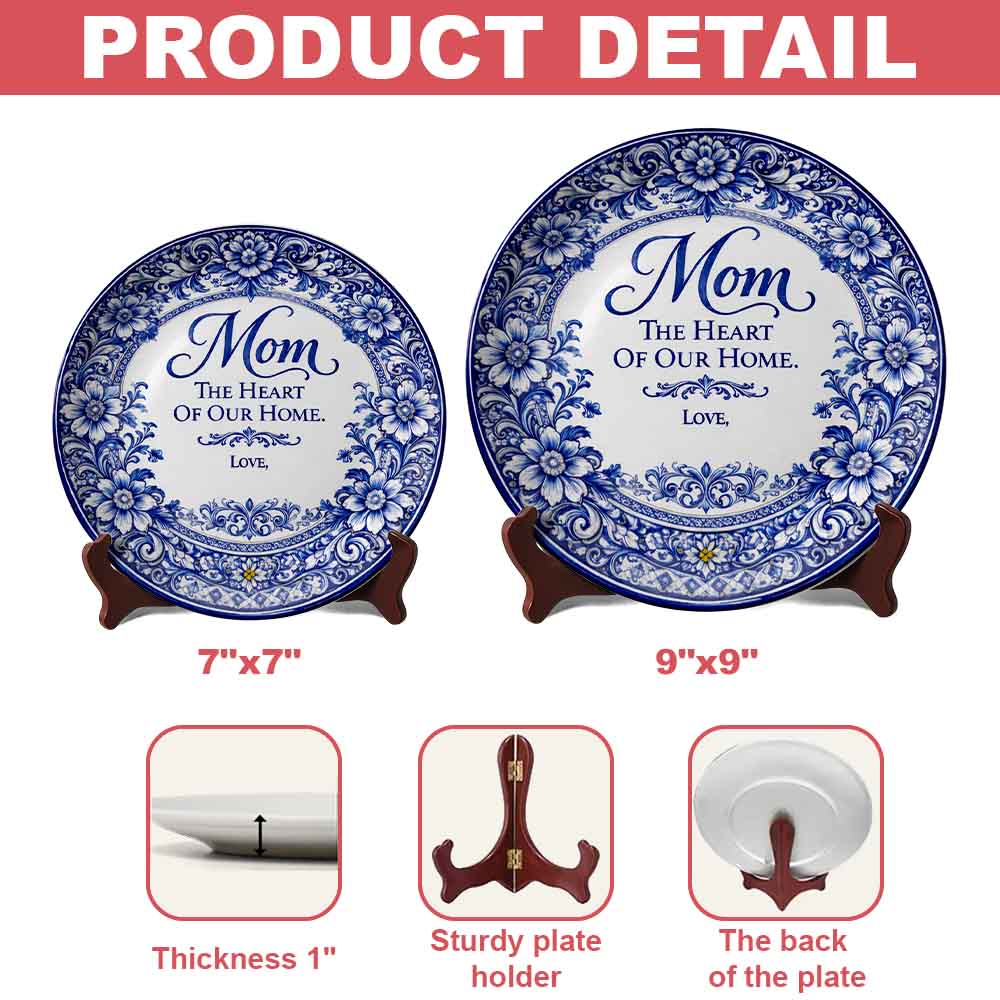 The Heart Of Our Home - Personalized Ceramic Round Plate, Best Mother's Day Gifts for Mom-Myprintsy