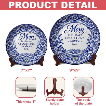 The Heart Of Our Home - Personalized Ceramic Round Plate, Best Mother's Day Gifts for Mom-Myprintsy