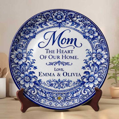 The Heart Of Our Home - Personalized Ceramic Round Plate, Best Mother's Day Gifts for Mom-Myprintsy