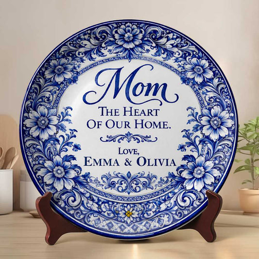 The Heart Of Our Home - Personalized Ceramic Round Plate, Best Mother's Day Gifts for Mom-Myprintsy
