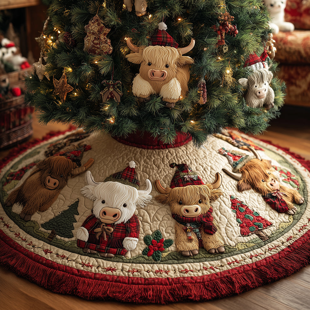 The Jolly Heifers Christmas Quilted Tree Skirt-Myprintsy