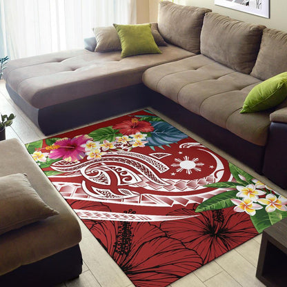 The Philippines Area Rug - Summer Plumeria (Red)-Myprintsy