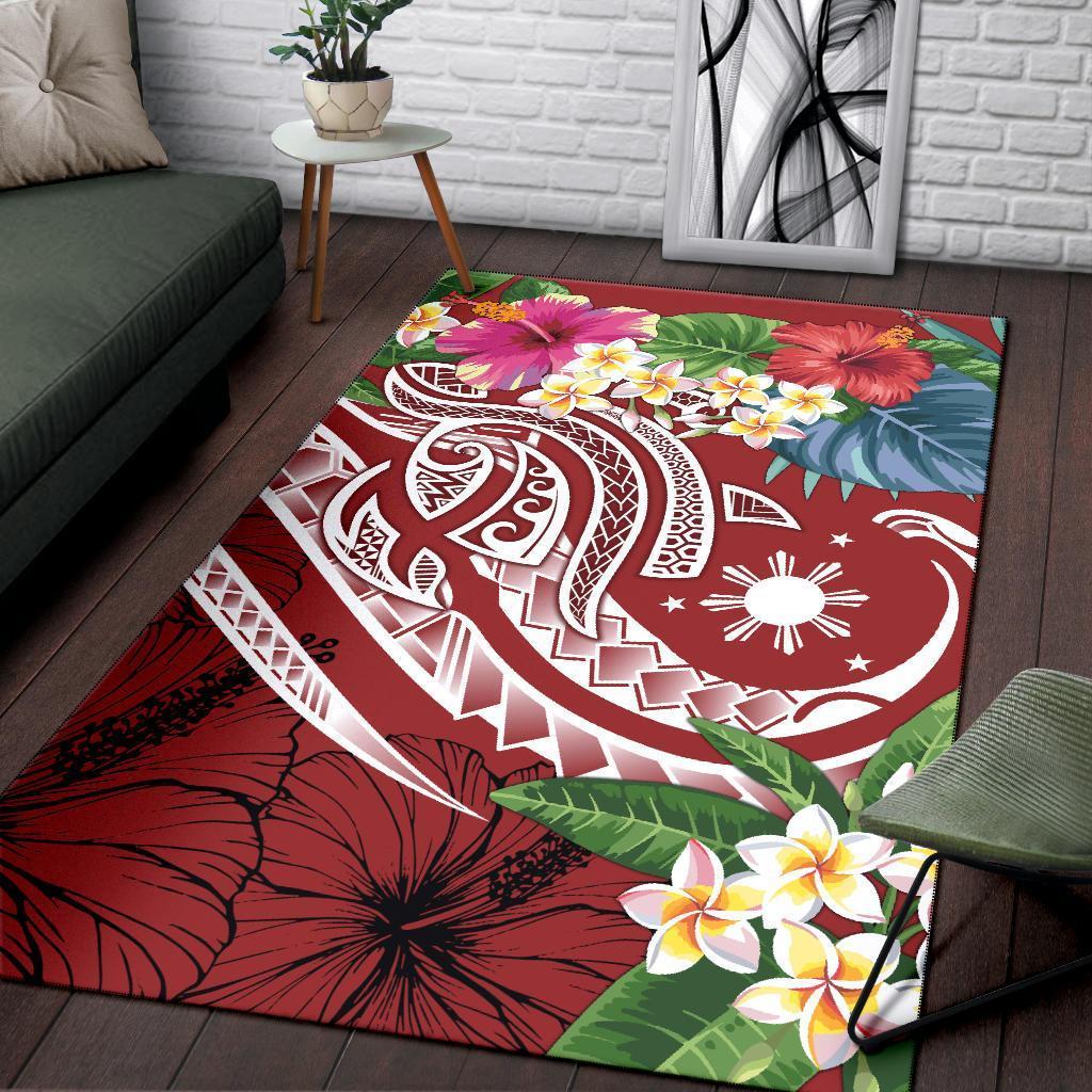 The Philippines Area Rug - Summer Plumeria (Red)-Myprintsy