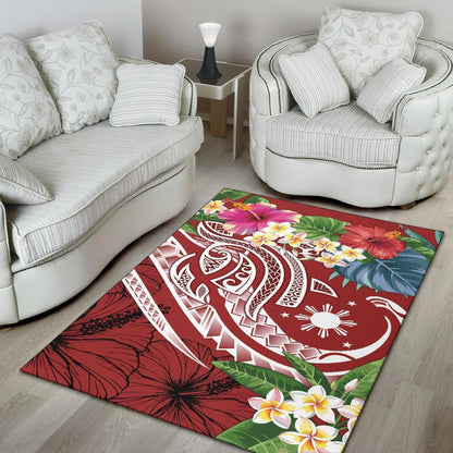 The Philippines Area Rug - Summer Plumeria (Red)-Myprintsy