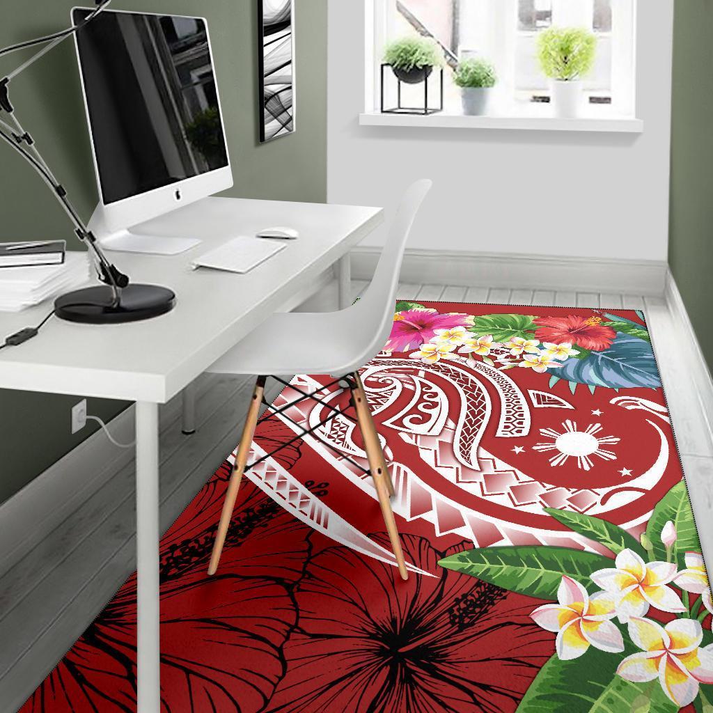 The Philippines Area Rug - Summer Plumeria (Red)-Myprintsy