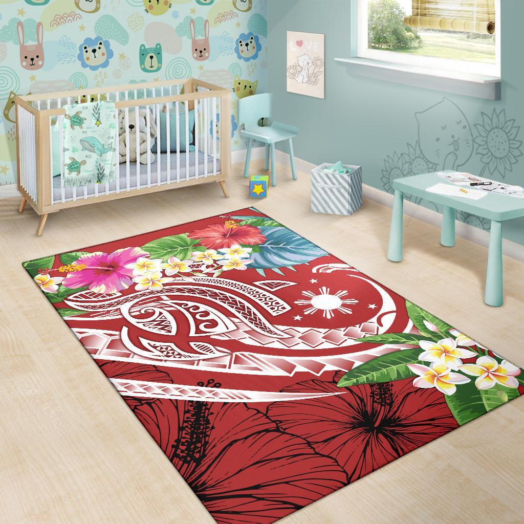 The Philippines Area Rug - Summer Plumeria (Red)-Myprintsy