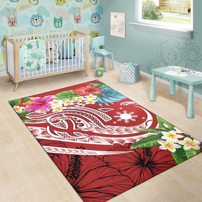 The Philippines Area Rug - Summer Plumeria (Red)-Myprintsy