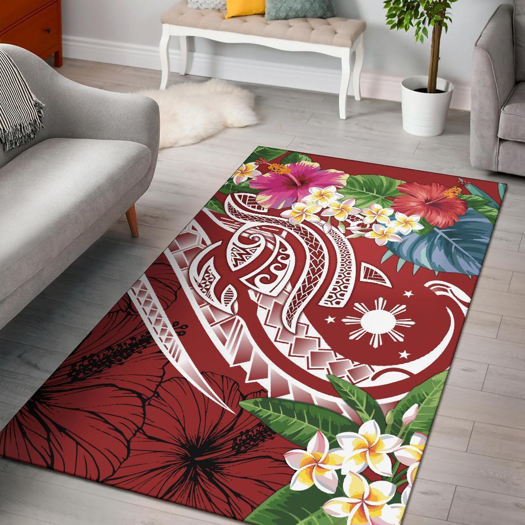 The Philippines Area Rug - Summer Plumeria (Red)-Myprintsy