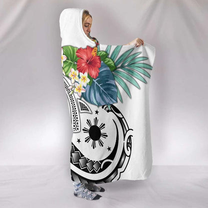 The Philippines Hooded Blanket - Summer Plumeria (White)-Myprintsy
