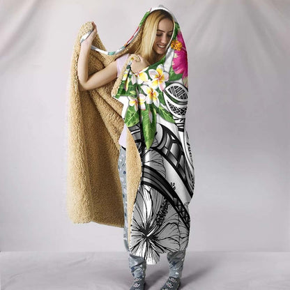 The Philippines Hooded Blanket - Summer Plumeria (White)-Myprintsy