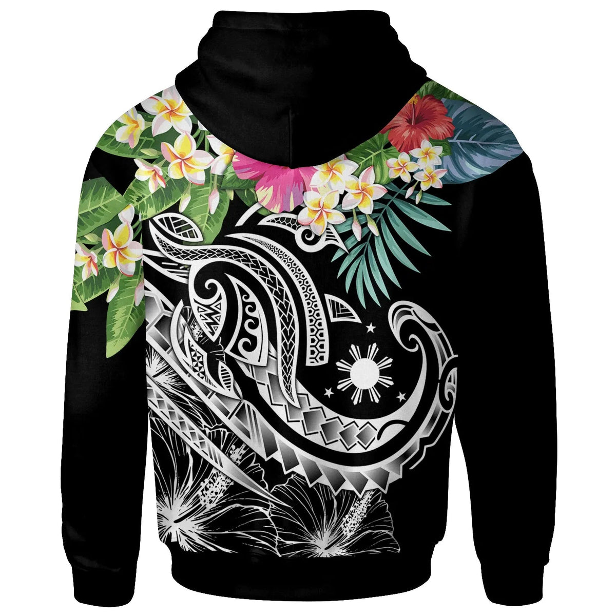 The Philippines Hoodie - Summer Plumeria (Black)-Myprintsy