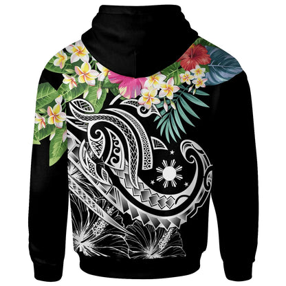 The Philippines Hoodie - Summer Plumeria (Black)-Myprintsy