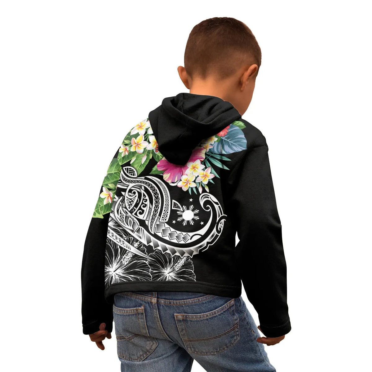 The Philippines Hoodie - Summer Plumeria (Black)-Myprintsy