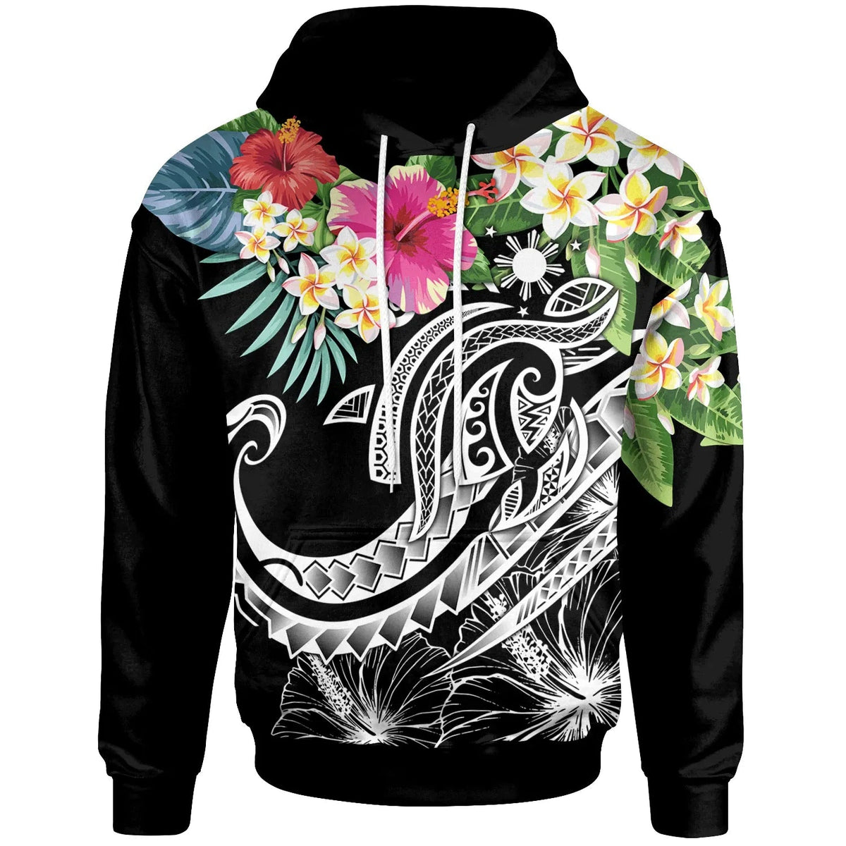 The Philippines Hoodie - Summer Plumeria (Black)-Myprintsy