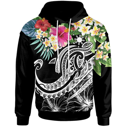 The Philippines Hoodie - Summer Plumeria (Black)-Myprintsy