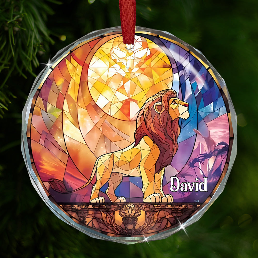 The Simba Lion - Personalized Circle Glass Ornament-Myprintsy