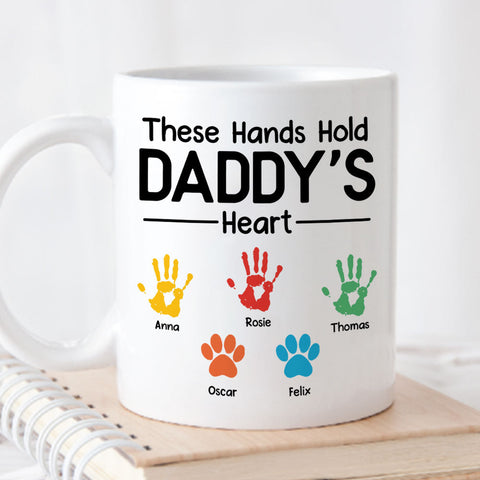 These Hands Hold Daddy Heart - Personalized Coffee Mug-Myprintsy