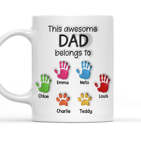 This Awesome Dad Grandpa Belongs To - Personalized 3D Mug-Myprintsy