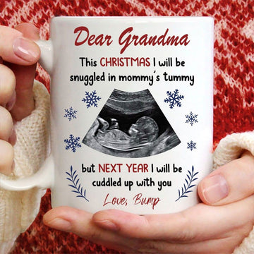 This Christmas I Will Be Snuggled In Mommy’s Tummy Ultrasound Mug - Personalized Sonogram Photo Mug - Gift For New Grandma-Myprintsy