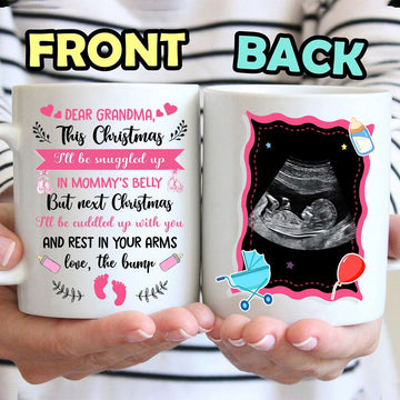 This Christmas I'll Be Snuggled Up In Mommy's Belly Custom Mug - Personalized Coffee Mug - Gift For Grandma-Myprintsy