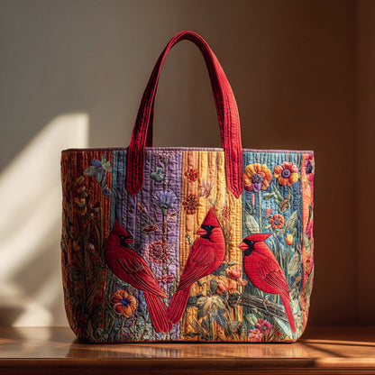 Three Cardinals Quilted Tote Bag VTQ-Myprintsy