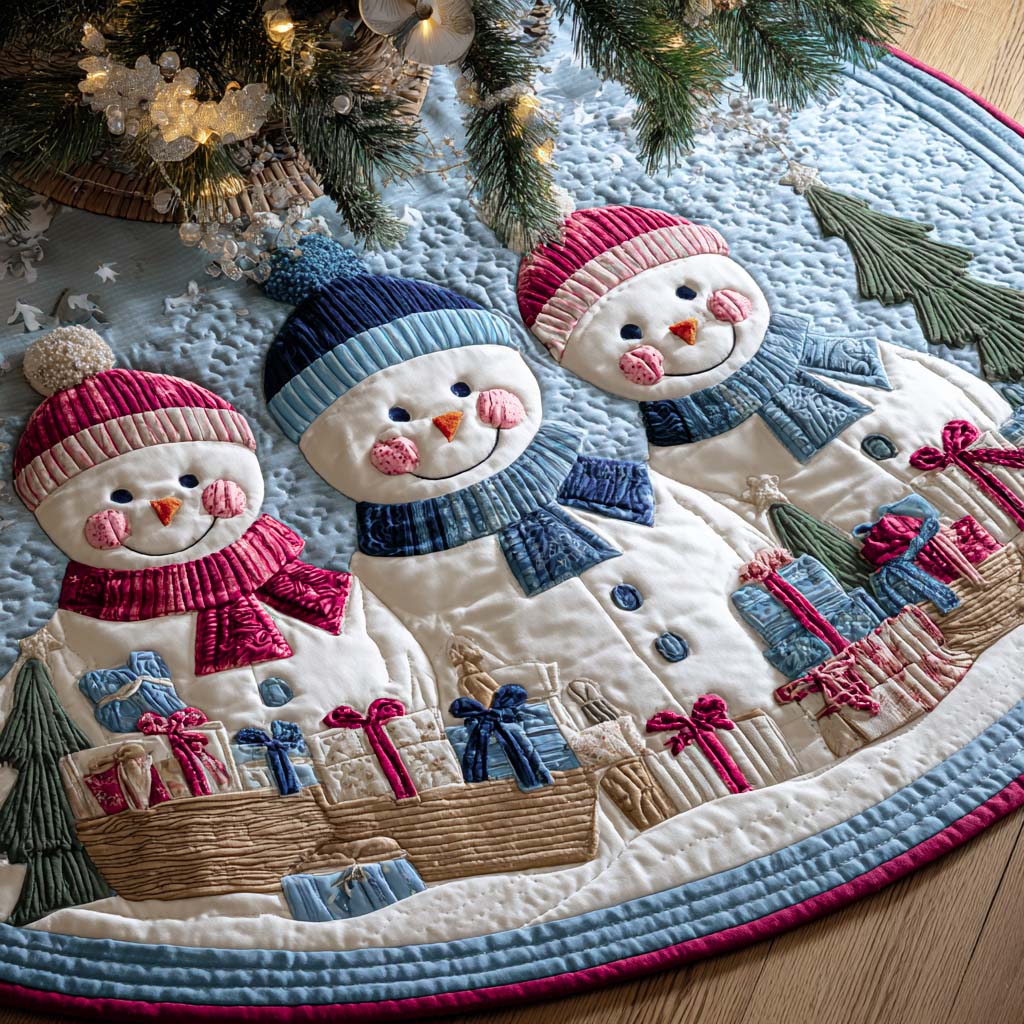 Three Snow Friends Quilted Tree Skirt-Myprintsy