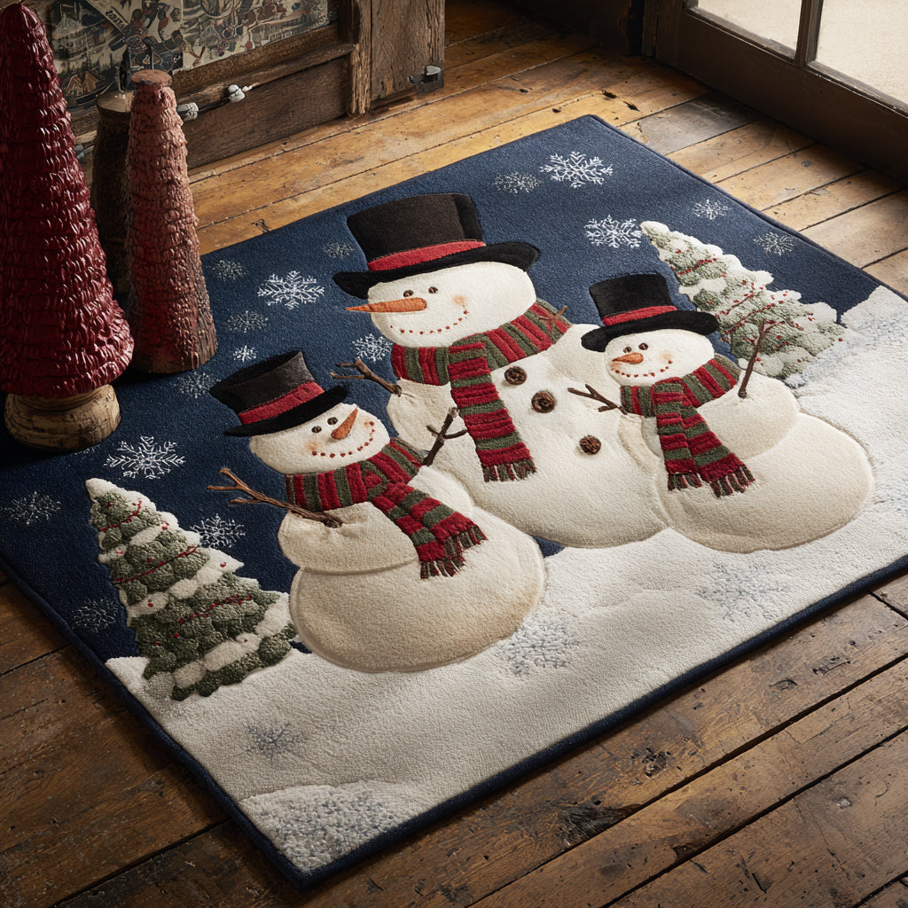 Three Snowman Family Area Rug VTQ-Myprintsy