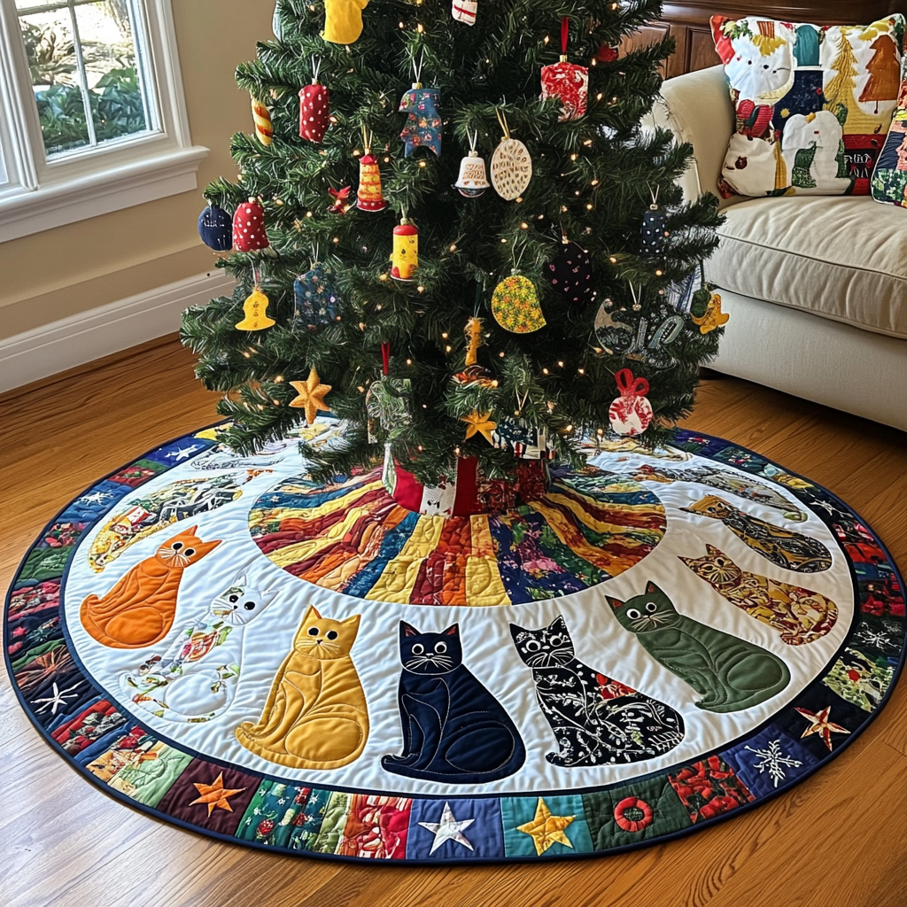 Tinsel Tail Treats Christmas Quilted Tree Skirt-Myprintsy