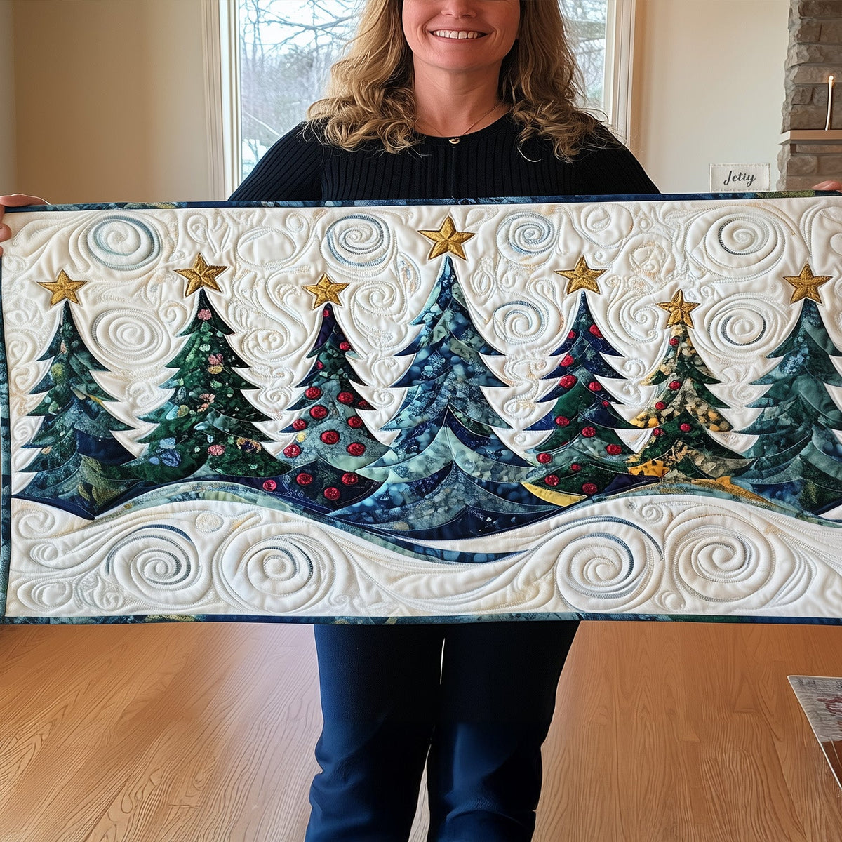 Tinsel Tree Trails Quilted Table Runner VTQ-Myprintsy