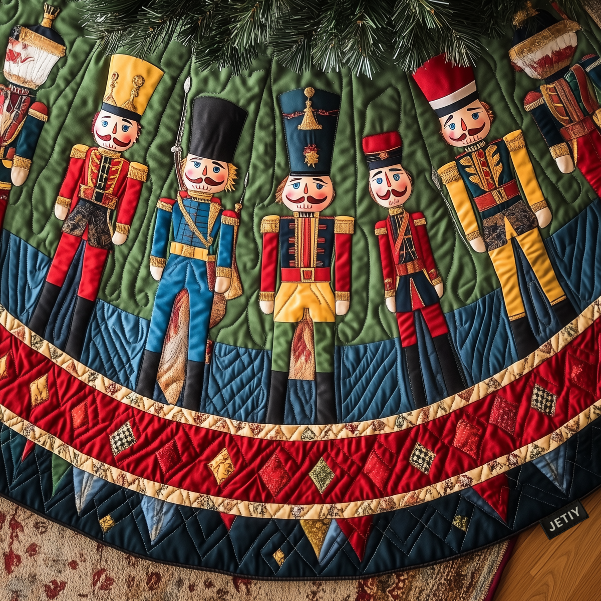 Tinsel and Tidings Christmas Quilted Tree Skirt VTQ-Myprintsy