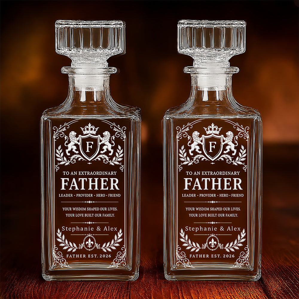 To An Extraordinary Father - Personalized Father's Day Combo Whiskey Glass + Decanter - Gifts For Dad-Myprintsy