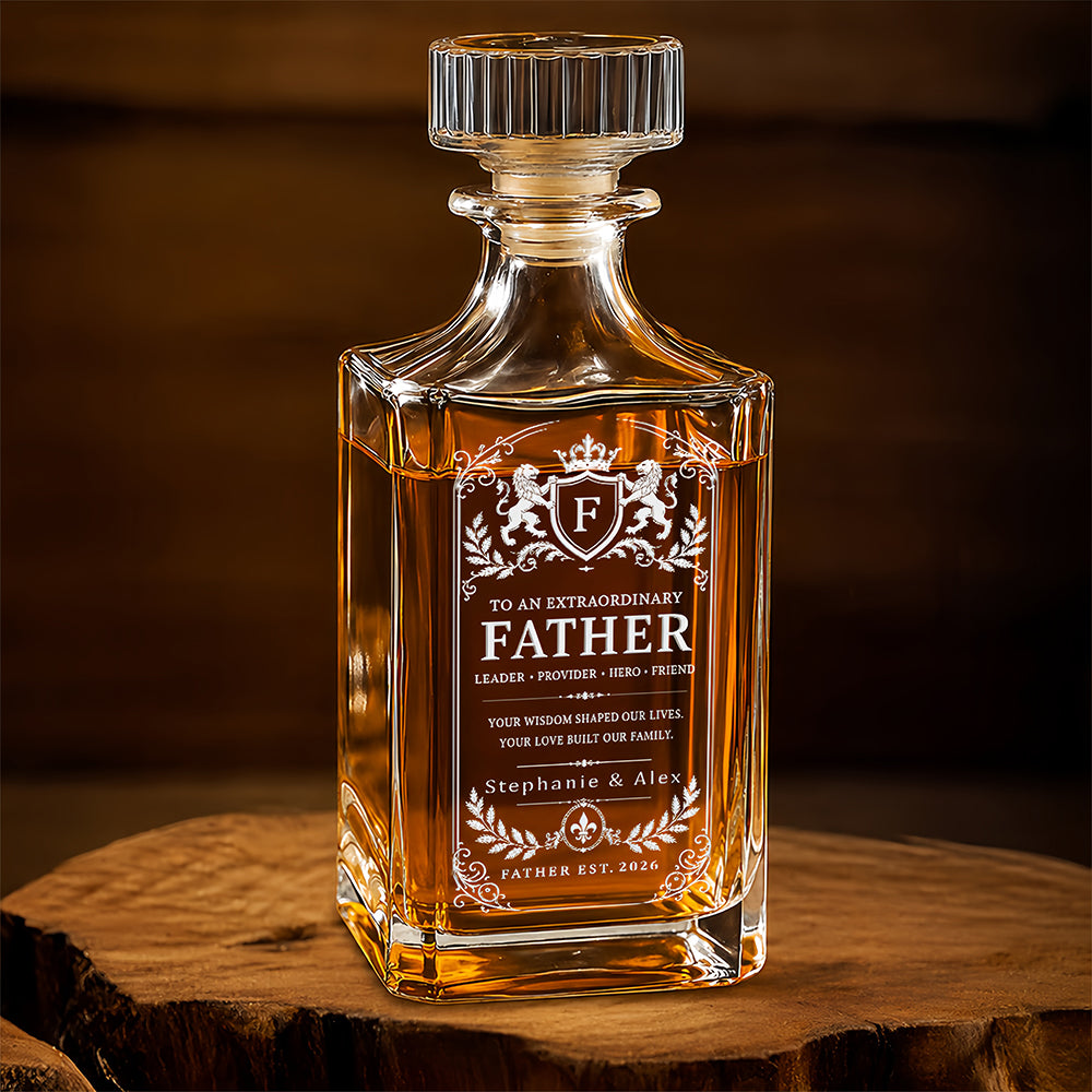 To An Extraordinary Father - Personalized Father's Day Combo Whiskey Glass + Decanter - Gifts For Dad-Myprintsy