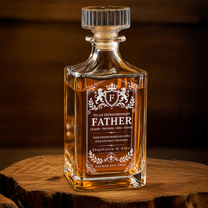 To An Extraordinary Father - Personalized Father's Day Combo Whiskey Glass + Decanter - Gifts For Dad-Myprintsy
