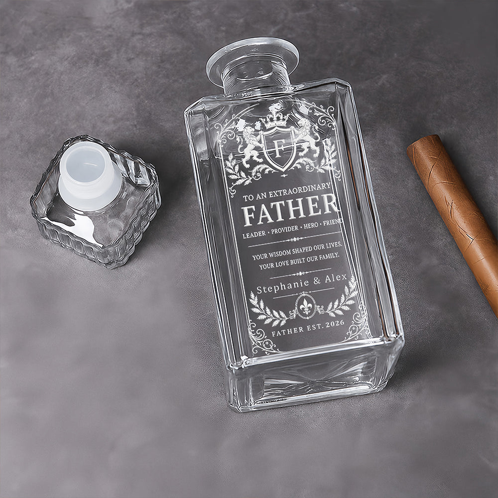 To An Extraordinary Father - Personalized Father's Day Combo Whiskey Glass + Decanter - Gifts For Dad-Myprintsy