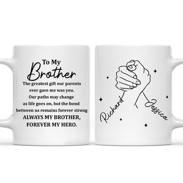To My Brother Always My Brother Forever My Hero - Personalized Coffee Mug-Myprintsy