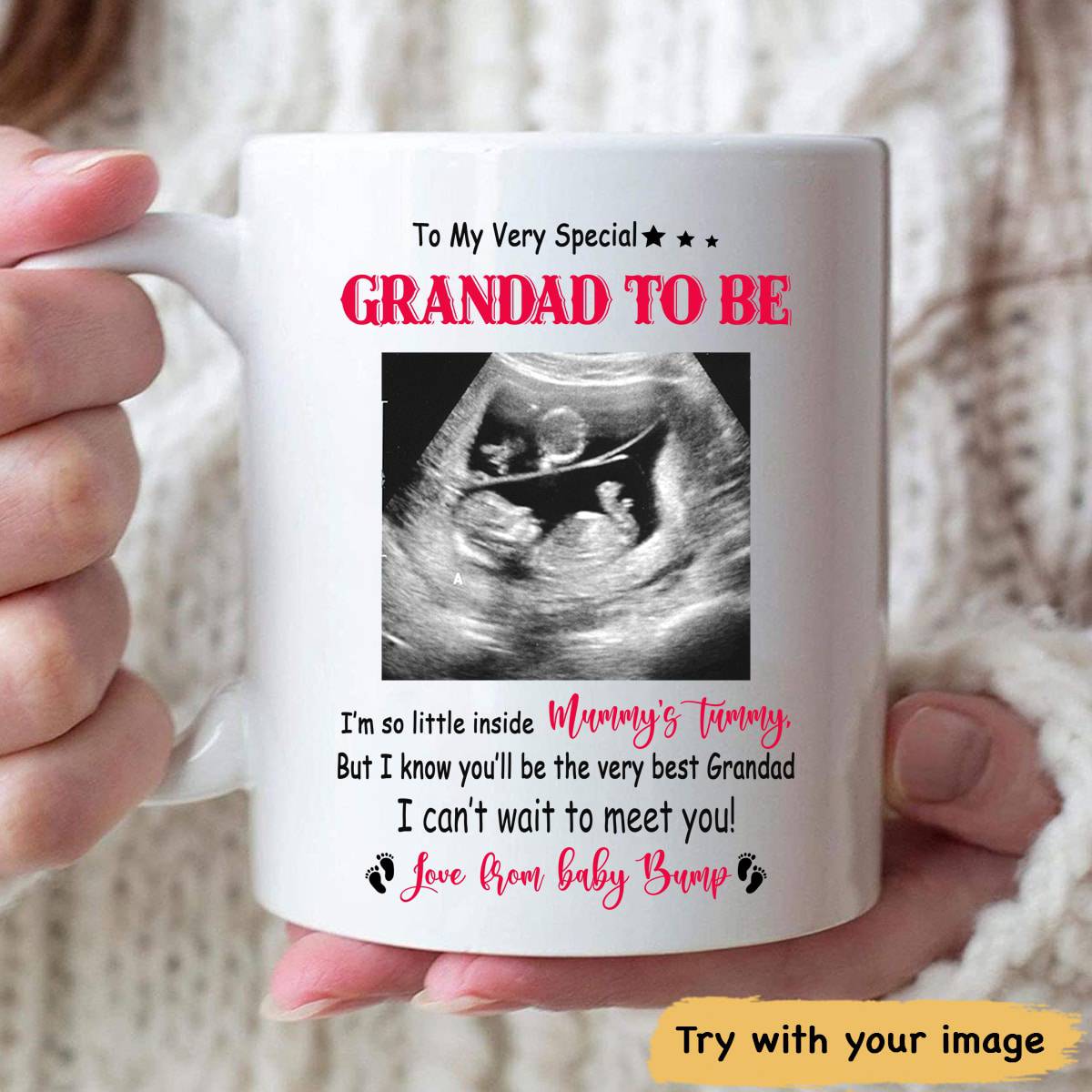 To My Grandad To Be From Baby Bump Fathers Day Mug - Personalized Ceramic Mug - Gift For Grandpa-Myprintsy