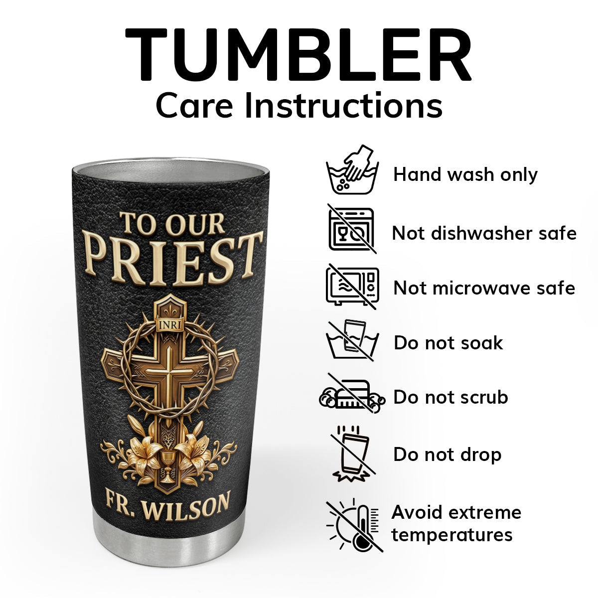 To Our Priest - Personalized Stainless Steel Tumbler-Myprintsy