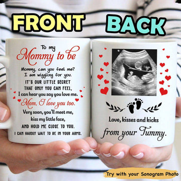 To my Mommy To Be Love Kissess& Kicks - Personalized Sonogram Mug - Gift For Mom-Myprintsy