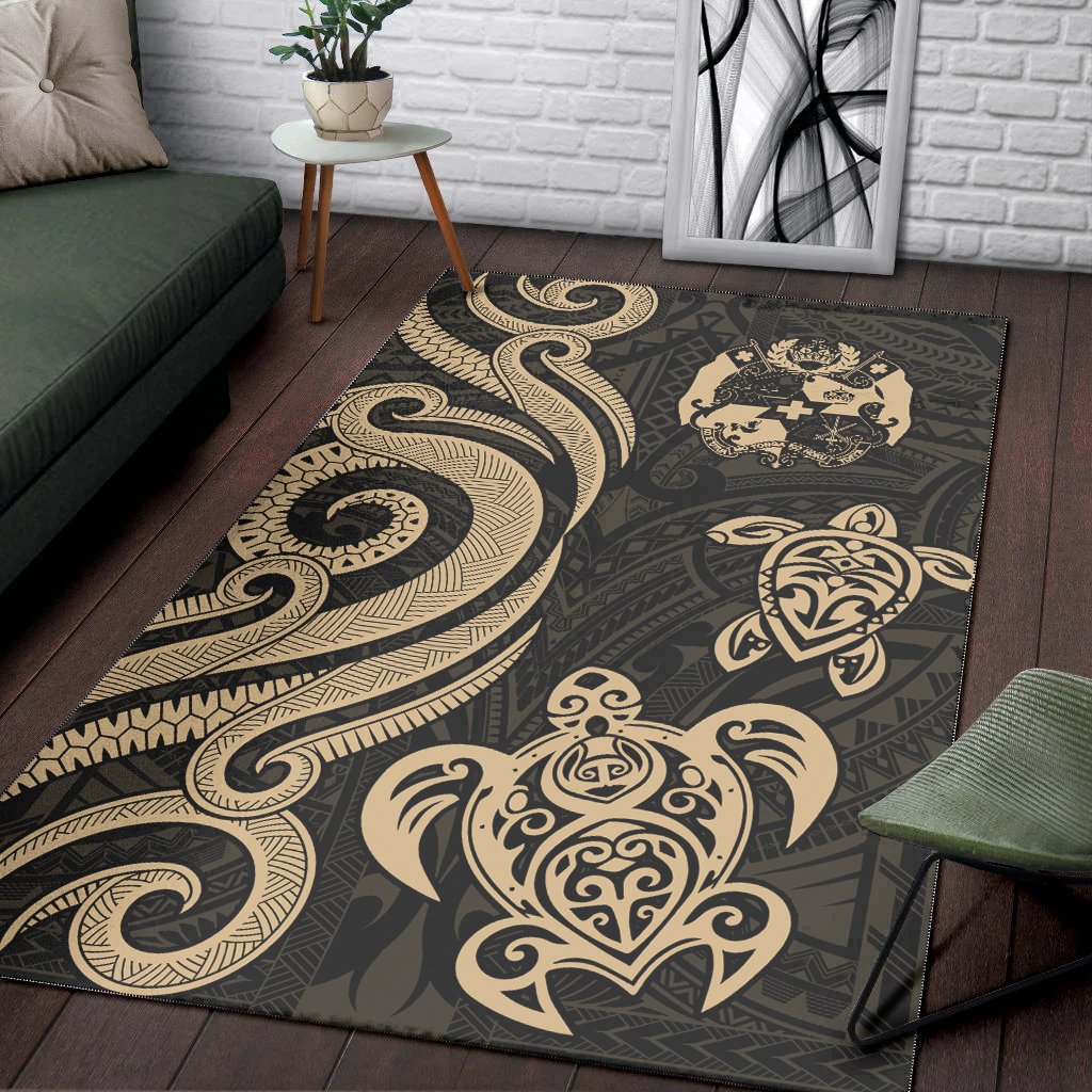 Tonga Area Rug - Gold Tentacle Turtle-Myprintsy