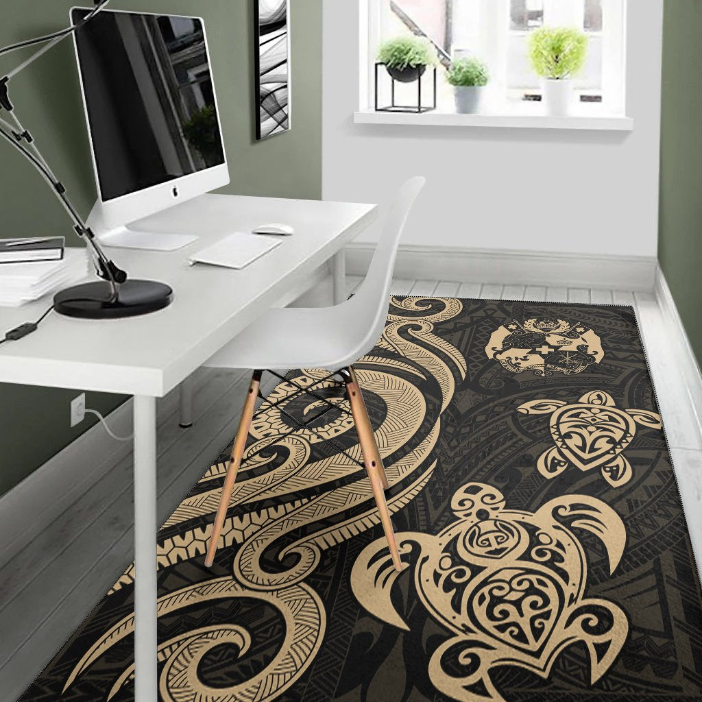 Tonga Area Rug - Gold Tentacle Turtle-Myprintsy