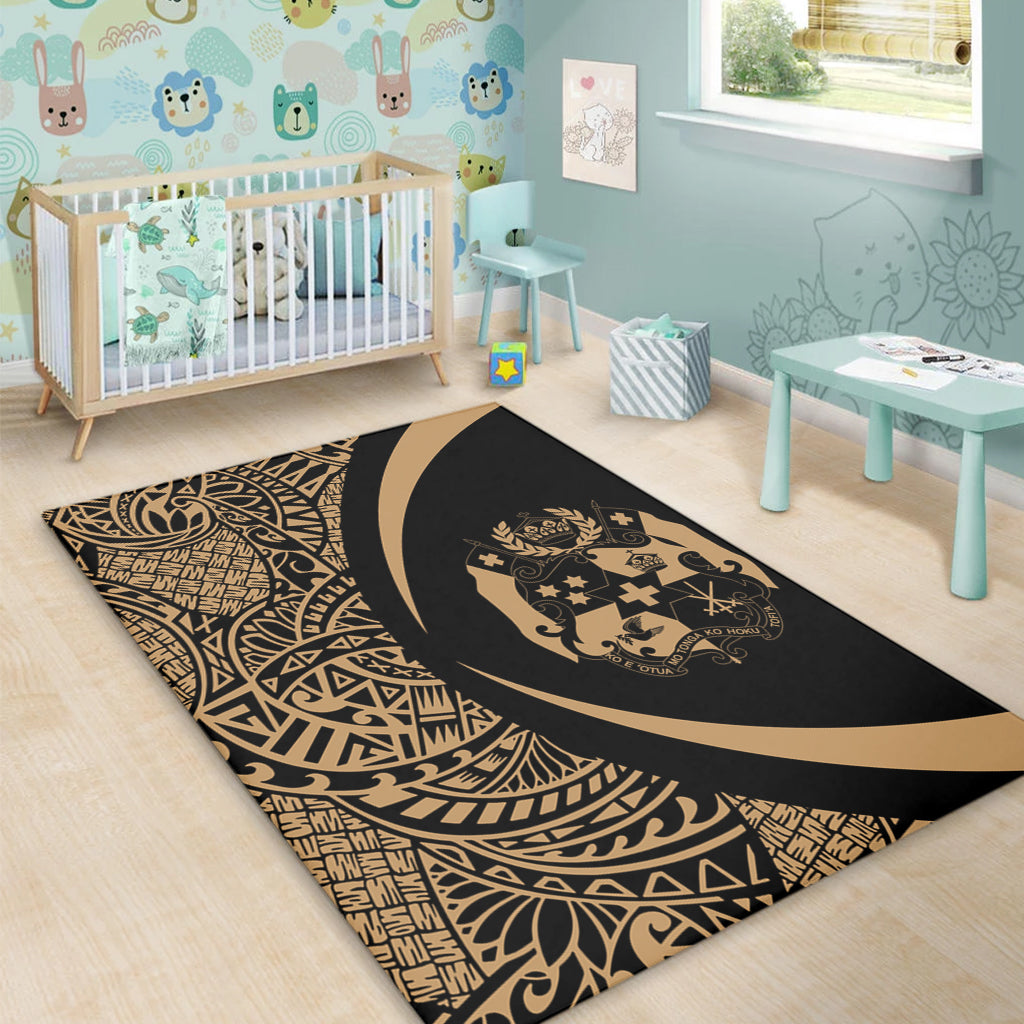 Tonga Area Rug Lauhala Gold Circle Style-Myprintsy