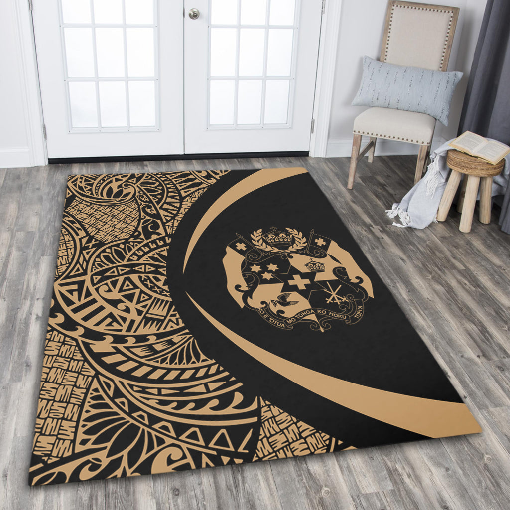Tonga Area Rug Lauhala Gold Circle Style-Myprintsy