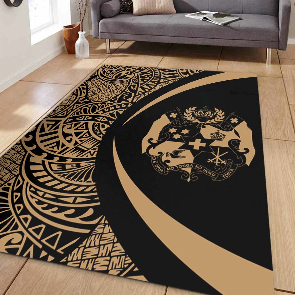 Tonga Area Rug Lauhala Gold Circle Style-Myprintsy