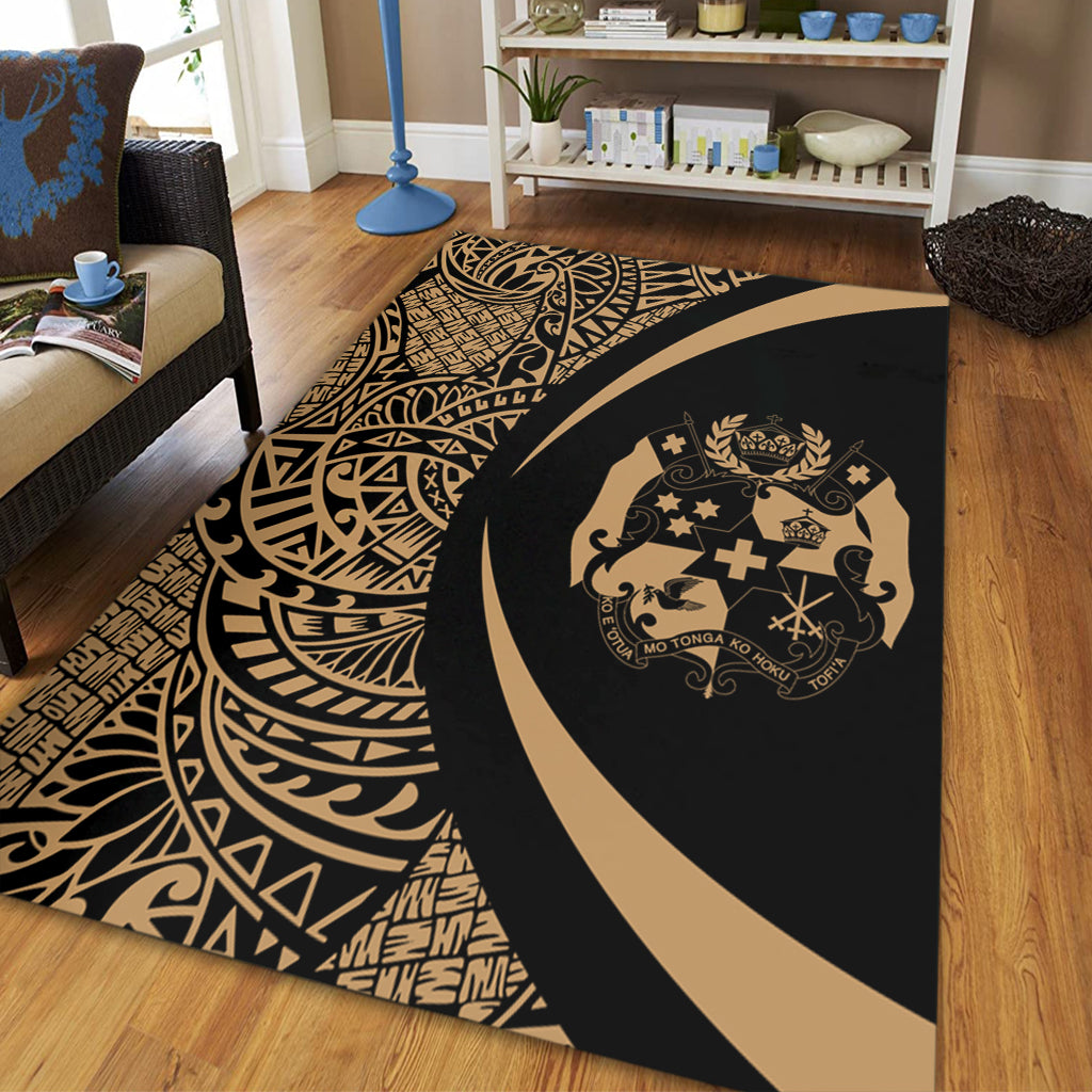 Tonga Area Rug Lauhala Gold Circle Style-Myprintsy