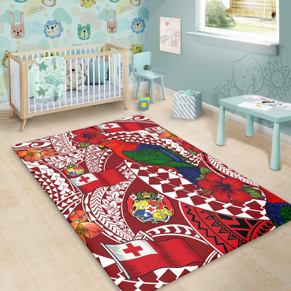 Tonga Area Rug Polynesian Red Shining Parrot Heilala Pattern-Myprintsy