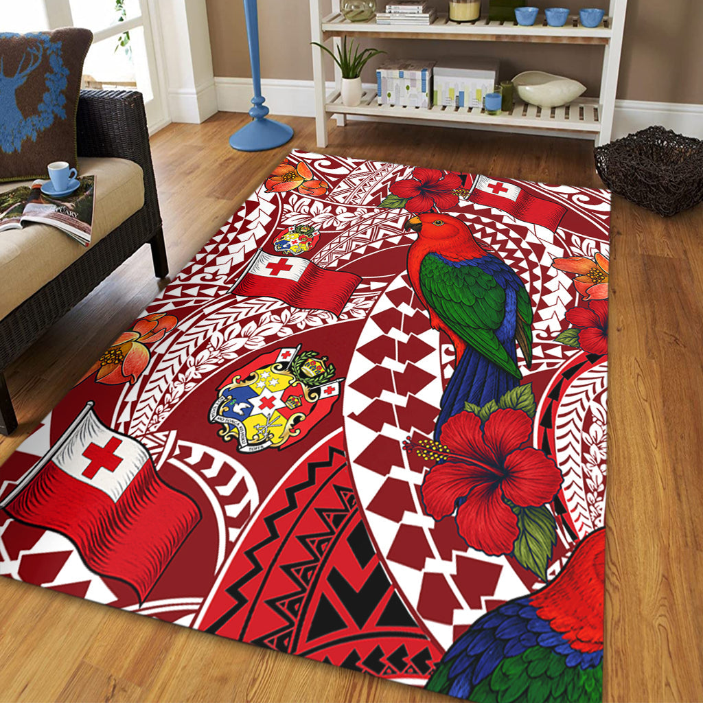 Tonga Area Rug Polynesian Red Shining Parrot Heilala Pattern-Myprintsy