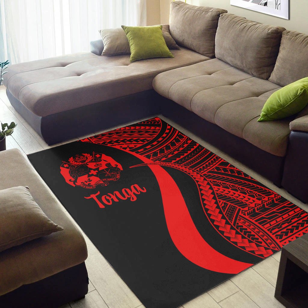 Tonga Area Rug - Red Polynesian Tentacle Tribal Pattern-Myprintsy